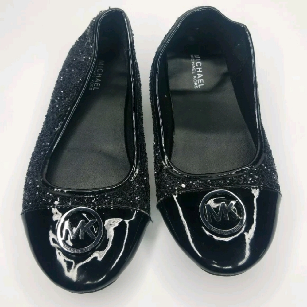 MICHAEL KORS Plain Bright Black Flats Shoes Size 2